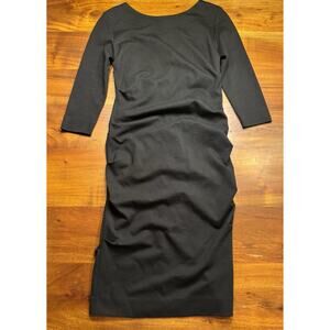 Nicole Miller Women’s Black 3/4 Sleeve Ruched Stretch Bodycon Dress Sz Small